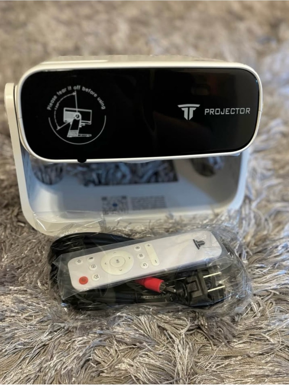 Compact White TF Projector with Remote
